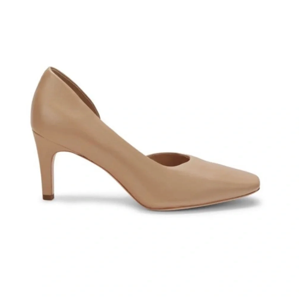 NEW VINCE Tiana Square Toe Leather Pump in Tan Size 9